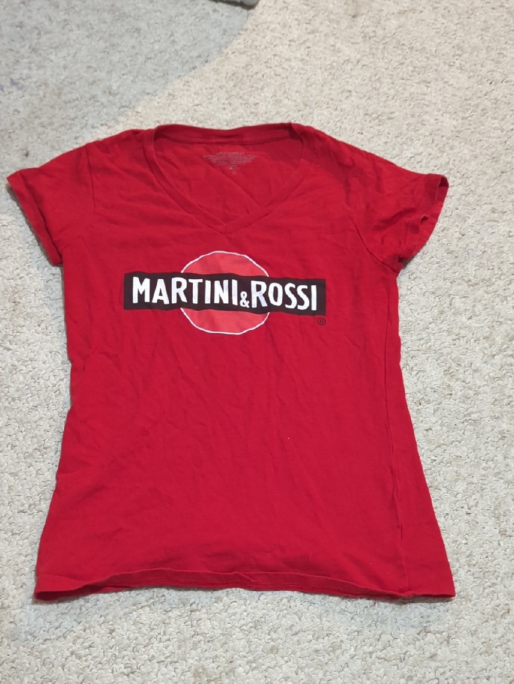 Women's Red V-Neck Logo Tee